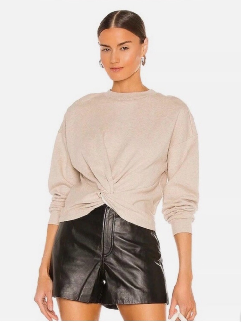 FRAME - Twist Front Sweatshirt in Oatmeal Heather - Size L